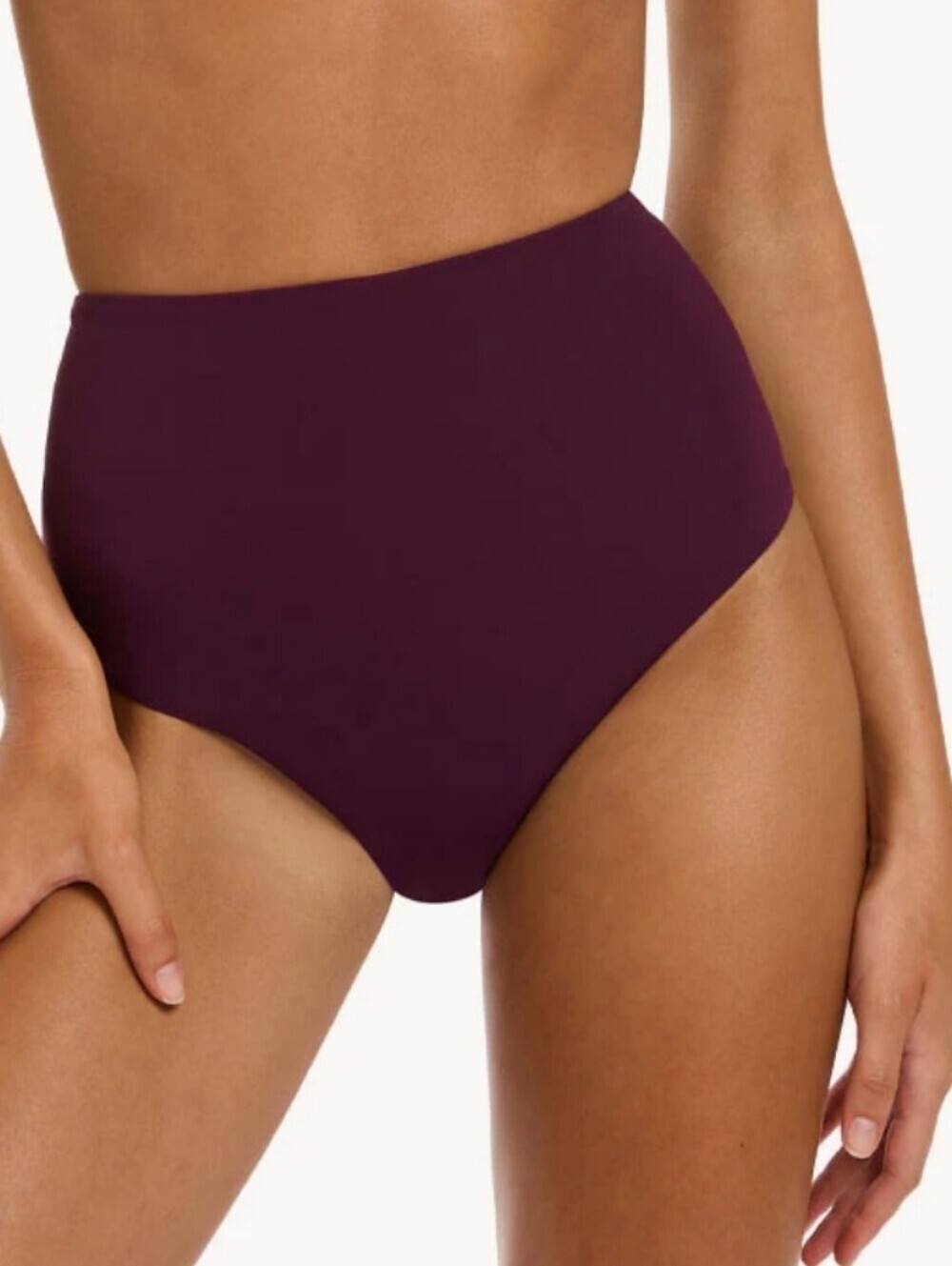 High-Waist Bikini Bottoms in Plum